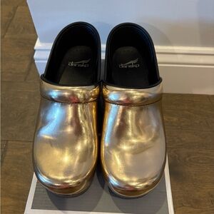 Dansko Shimmering Gold Clogs